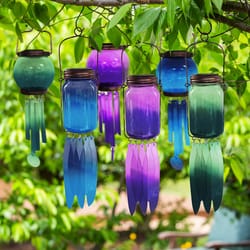 Luminous Garden Assorted Glass 17 in. Solar Ball and Jar Wind Chime