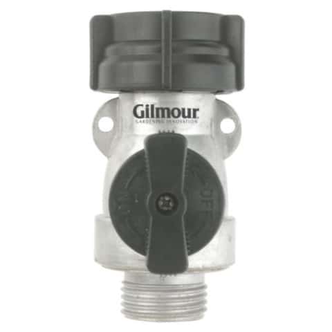 Gilmour 6 in. Aluminum Threaded 2 Male/1 Female Single Shut-Off Valve Gilmour 6 in. Aluminum Threaded 2 Male/1 Female Single Shut-Off Valve