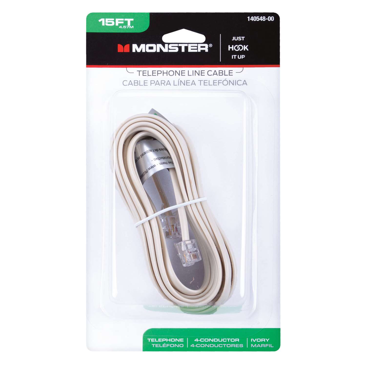 Monster Cable 15 ft. L Ivory Modular Telephone Line Cable Ace Hardware