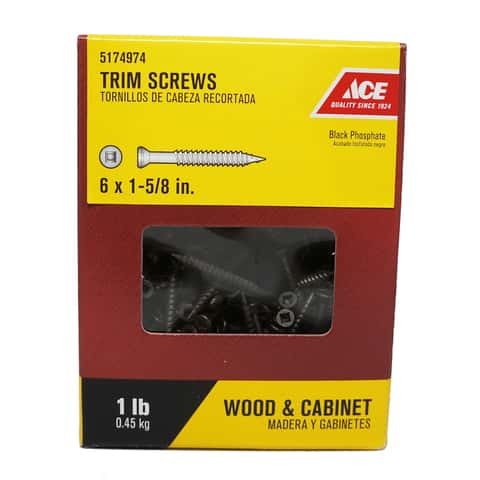 Ace No. 6 X 1-5/8 in. L Square Black Phosphate Fine Trim Screws