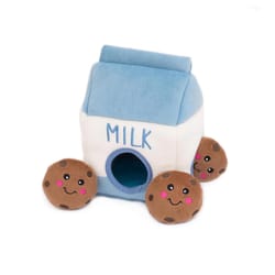 ZippyPaws Burrow Brown/White Plush Milk and Cookies Dog Toy 1 pk