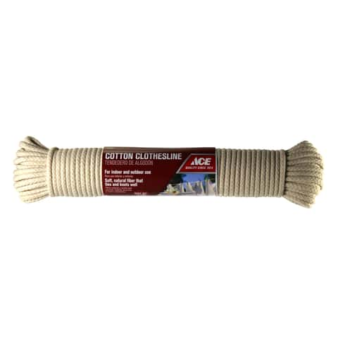 Wellington 7/32 in. D X 200 ft. L White Braided Cotton Clothesline Rope -  Ace Hardware