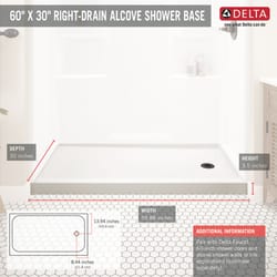 Delta Hycroft 4.5 in. H X 30 in. W X 60 in. L White Shower Base