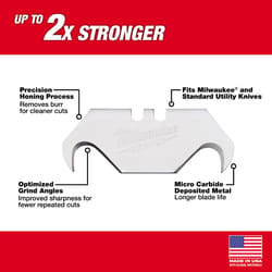 Milwaukee Micro Carbide Metal Roofing Hook Utility Blade 2-3/8 in. L 50 pc