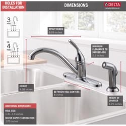 Delta Classic One Handle Chrome Kitchen Faucet Side Sprayer Included