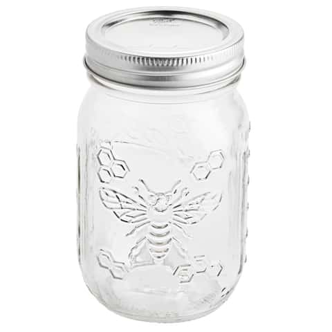 Embossed 8oz Square Mason Jars Packed 12, LID SEPARATE