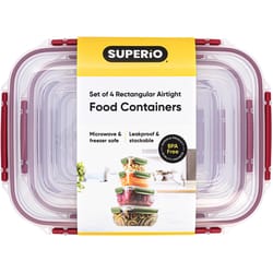 Superio Brand Red Food Storage Container Set 4 pk