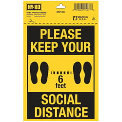Hy-Ko English Black Social Distancing Sign 7 in. H X 5 in. W