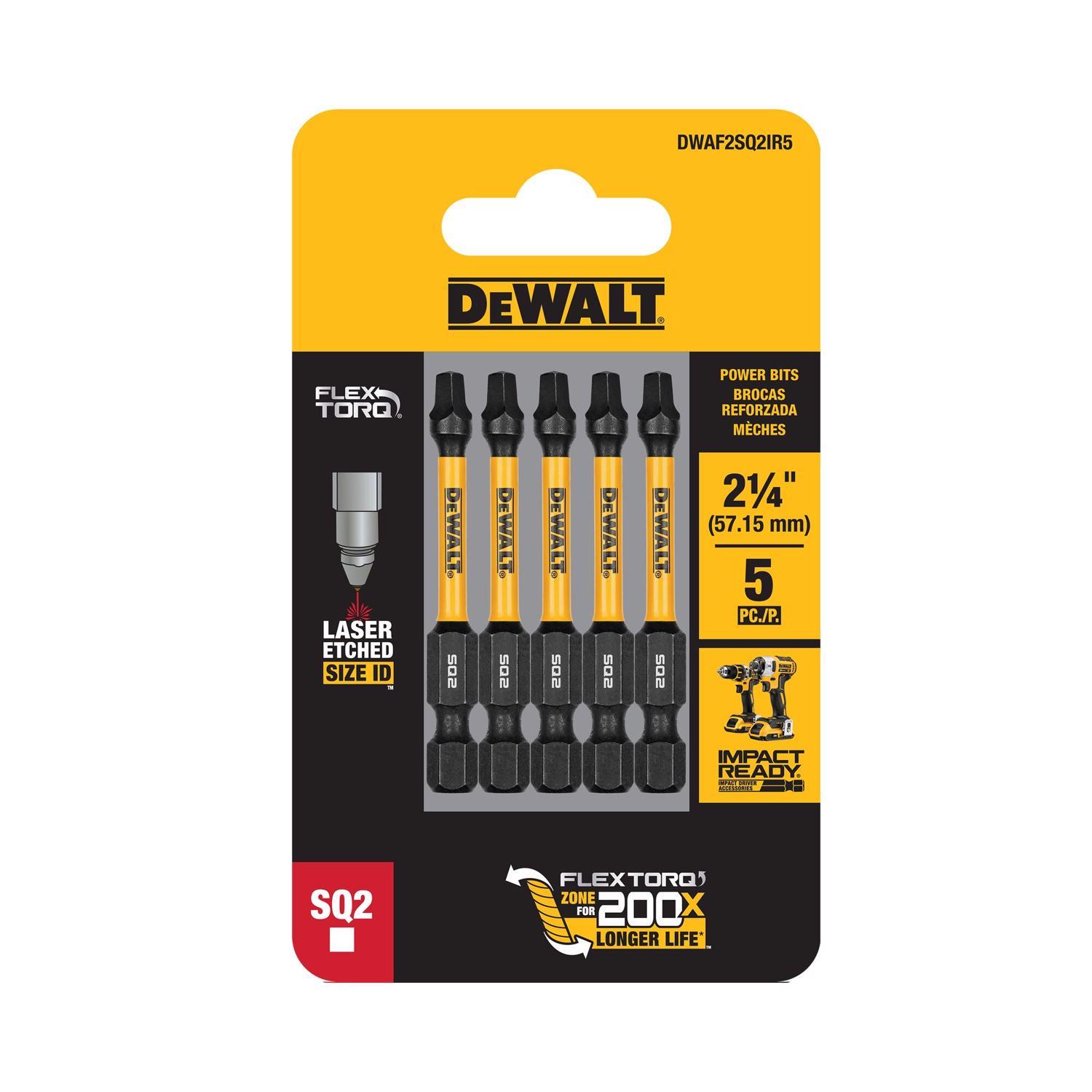 Photos - Drill Bit DeWALT FlexTorq Square #2 X 2-1/4 in. L Screwdriver Bit Steel 5 pc DWAF2SQ 