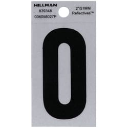 Hillman 2 in. Reflective Black Vinyl  Self-Adhesive Letter O 1 pc