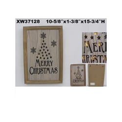 Celebrations Gold/Tan Light-Up Merry Christmas Sign 15.75 in.