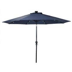 Sun-Ray 9 ft. Tiltable Navy Blue Solar Lighted Umbrella