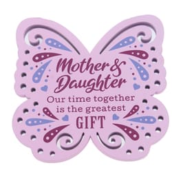 Reflective Words Mother & Daughter 4 in. H X 0.25 in. W X 4 in. L Multicolored Wood Sentimental Hang