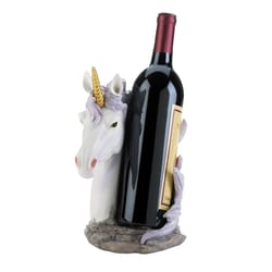Dragon Crest 9.75 in. H X 6 in. L White Poly Resin Wine Bottle Holder