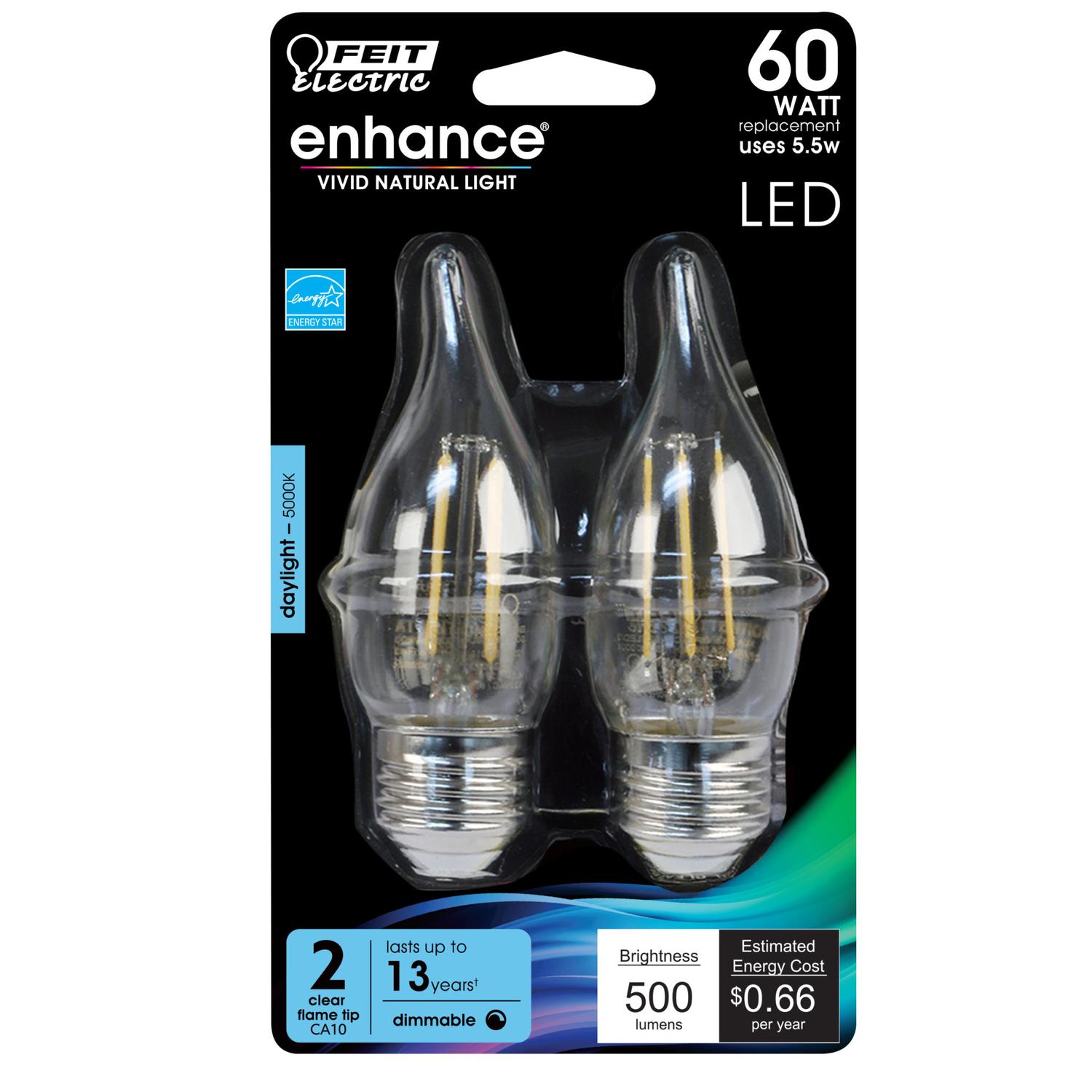 Feit Enhance CA10 E26 Medium LED Bulb Daylight 60 Watt