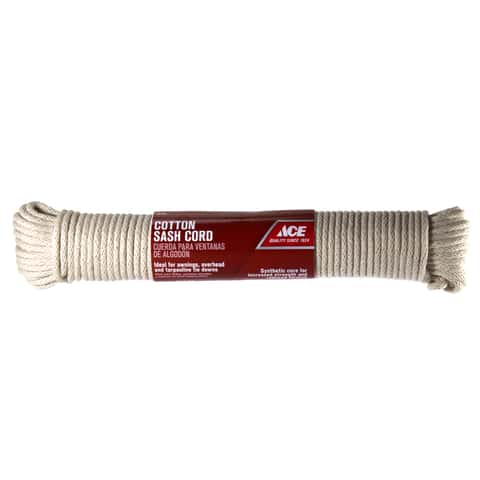 Ace 7/32 in. D X 100 ft. L White Solid Braided Cotton Cord Ace 7/32 in. D X 100 ft. L White Solid Braided Cotton Cord