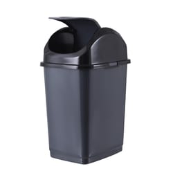 Superio Brand 18.2 L Black/Gray Plastic Swing Trash Can