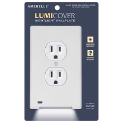 LumiCover Amerelle White 1 gang Plastic Decorator/Duplex Nightlight Wall Plate 1 pk