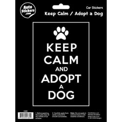 Decalcomania Keep Calm and Adopt A Dog Car Sticker Vinyl 1 pk