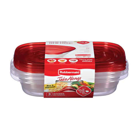 Rubbermaid Easy Find Lids Tabs Food Storage Container, 16-Piece Set, Clear  with Red Tabs