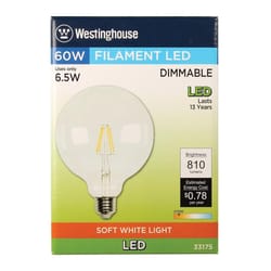 Westinghouse G40 E26 (Medium) LED Bulb Soft White 60 Watt Equivalence 1 pk