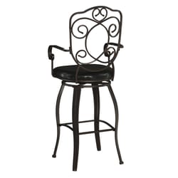 Linon Home Decor Black Polyurethane Swivel Barstool 30 in.