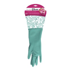Evri Glam-Gloves Latex Cleaning Gloves One Size Fits All Teal 1 pair