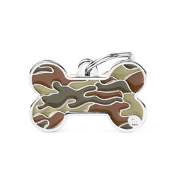 MyFamily Style Green Camouflage Bone Metal Dog Pet Tags Large