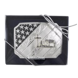 Montana Silversmiths All American Christian Cowboy Black/Silver Belt Buckle