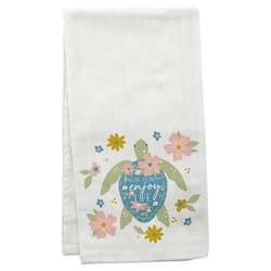 Karma Gifts Flora White Cotton Turtle Tea Towel 1 pk