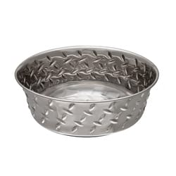 Loving Pets Silver Diamond Plated Stainless Steel 12 cups Pet Bowl For Dog