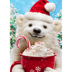 Avanti Christmas Polar Bear With Hot Chocolate Greeting Card Paper 4 pc