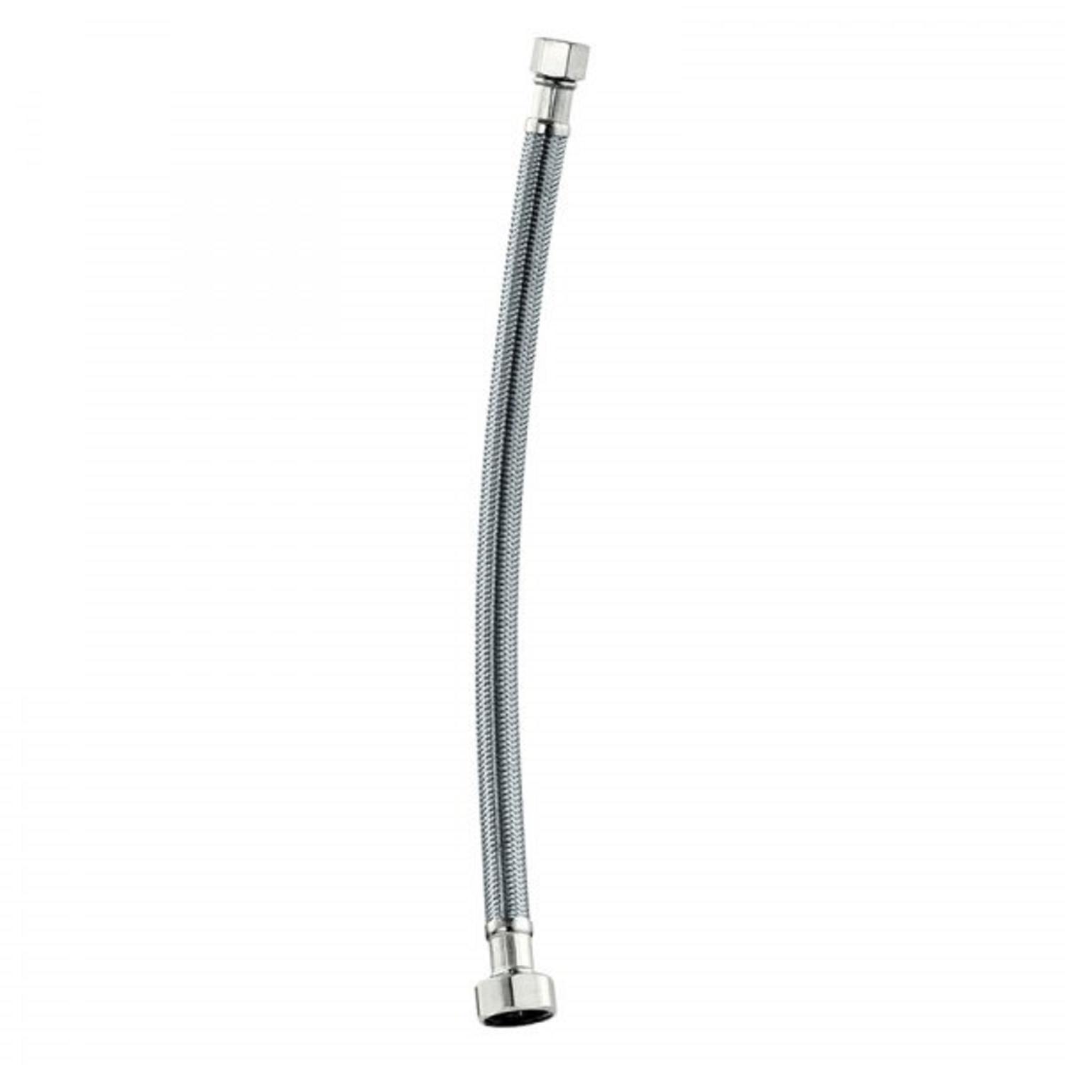 PlumbCraft 3/8 in. Hose Thread in. X 1/2 in. D Hose Thread 20 in. Braided Stainless Steel Faucet Sup - 0907200LF - Plumbing  sku 0907200LF