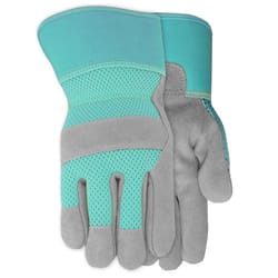 MidWest Quality Gloves M Suede Cowhide Garden Glove Aqua Gloves