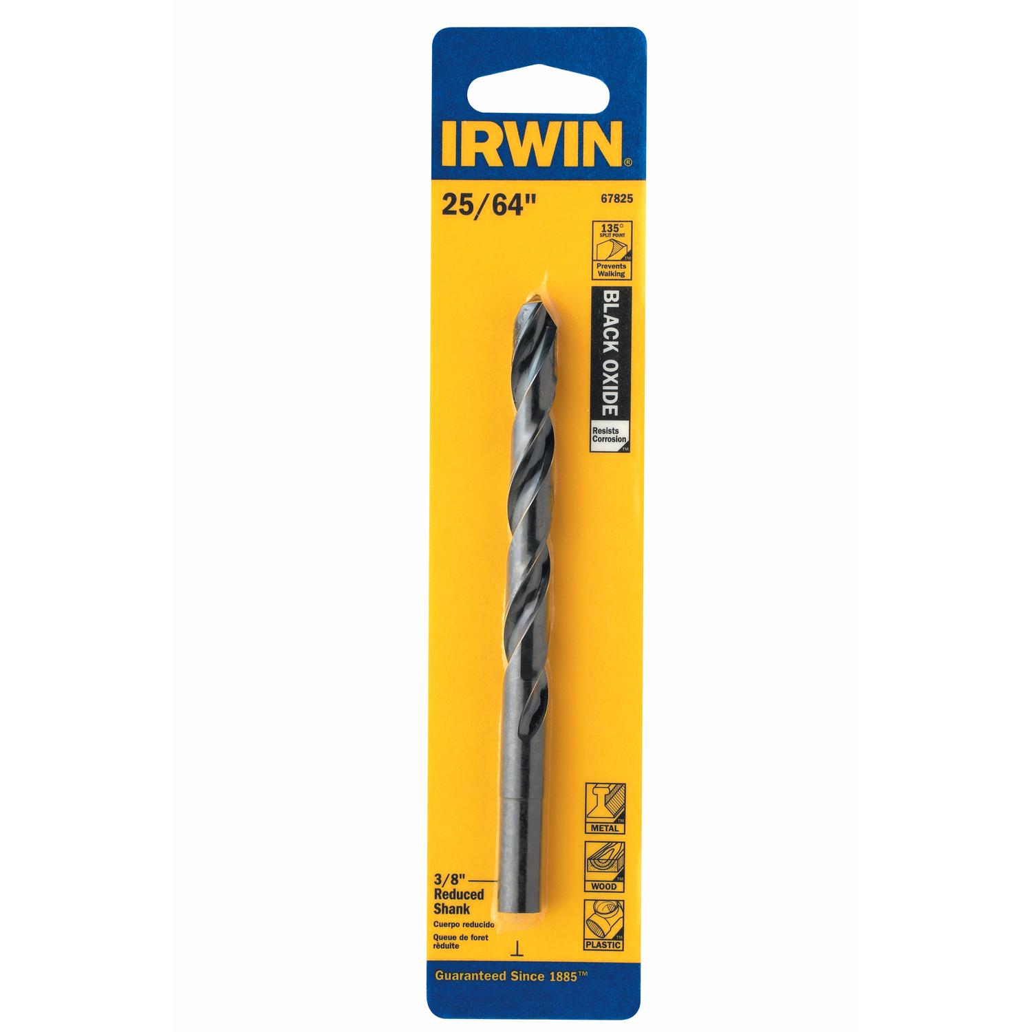 Irwin 25 64 in. X 5 1 8 in. L High Speed Steel Jobber Length Drill Bit Reduced Round Shank 1 pc Mfr 67825 Ace Hardware