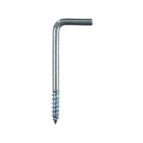 Ace Small Zinc-Plated Silver Steel 1.8125 in. L Square Bend Screw Hook 15  lb 6 pk