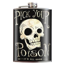 Trixie & Milo Pick Your Poison 8 oz Black Stainless Steel Flask