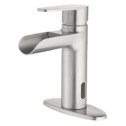 Homewerks Waterfall Brushed Nickel Motion Sensing Modern Single-Handle Bathroom Sink Faucet 2 in.