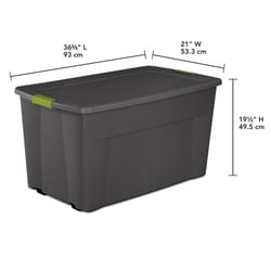 Sterilite 45 gal Gray Storage Tote w/Wheels 19-1/2 in. H X 36- 5/8 in. W X 21 in. D Stackable