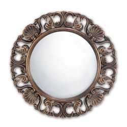 Accent Plus 0.5 in. H X 19.9 in. W Antique Brown Wood Ornate Round Wall Mirror
