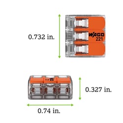 WAGO 221 Series 3 Port Lever Cable Connector 50 pk