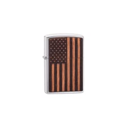 Zippo Silver Woodchuck USA American Flag Lighter 1 pk