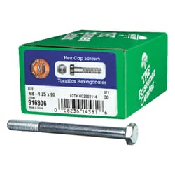 HILLMAN M8-1.25 mm D X 90 mm L Heat Treated Steel Hex Head Cap Screw 1 pk