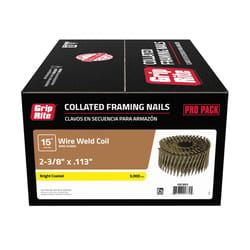 Grip-Rite 2-3/8 in. L X 11 Ga. Wire Coil Brite Framing Nails 15 deg 3000 pk