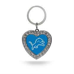 Rico NFL Detroit Lions Rhinestone Heart Keychain Metal 1 pc