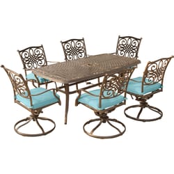 Hanover Traditions 7 pc Bronze Aluminum Traditional Dining Set Blue