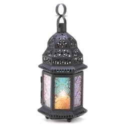 Gallery of Light Colorful 10.75 in. Glass/Metal Multicolored Lantern
