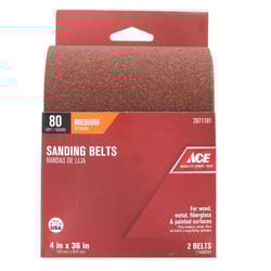 Ace 36 in. L X 4 in. W Aluminum Oxide Sanding Belt 80 Grit Medium 2 pc