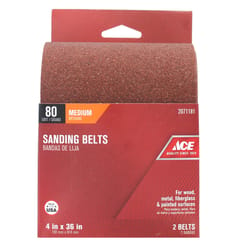 Ace 36 in. L X 4 in. W Aluminum Oxide Sanding Belt 80 Grit Medium 2 pc