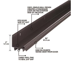 M-D Building Products Brown Vinyl Under Door Seal For Doors 36 in. L X 2 in.